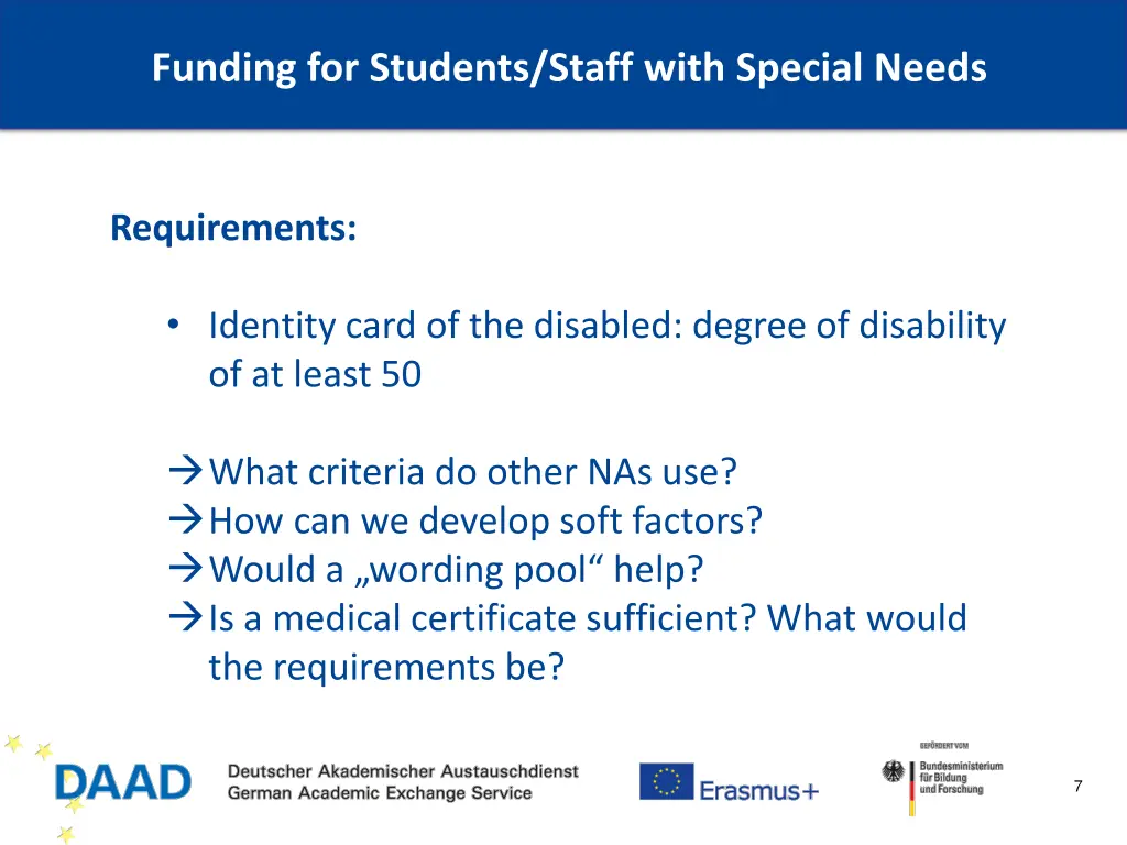 funding for students staff with special needs 2