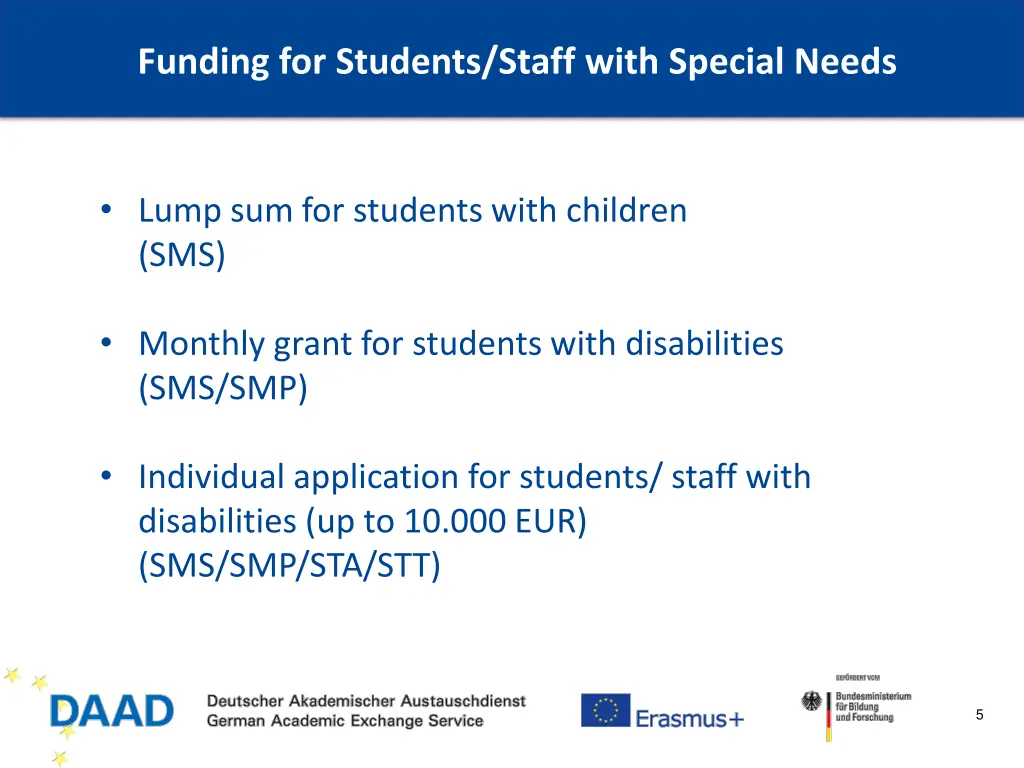 funding for students staff with special needs