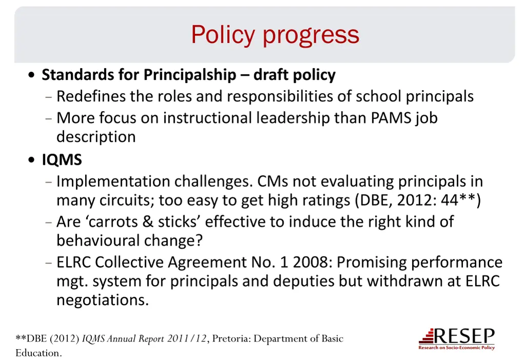 policy progress