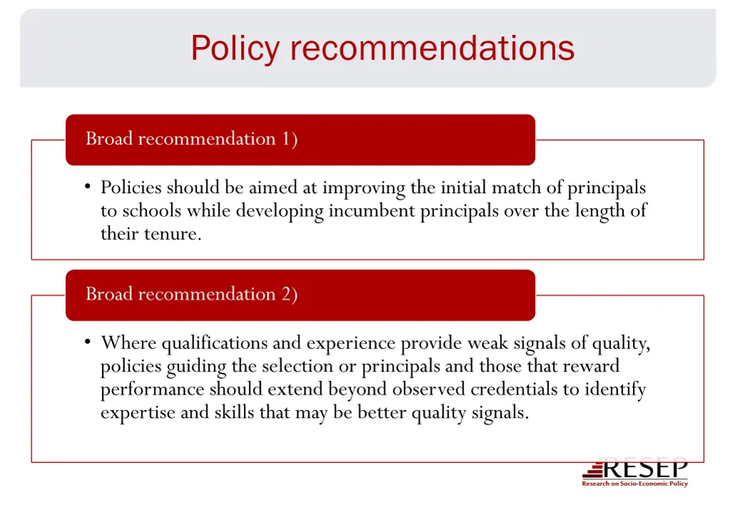 policy recommendations