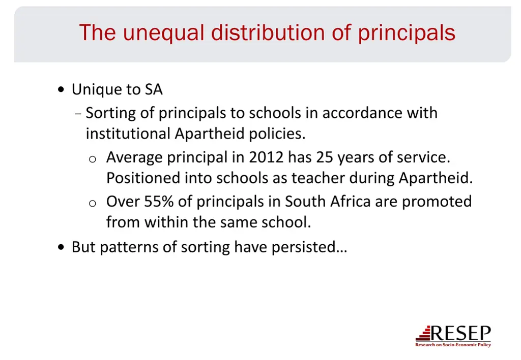 the unequal distribution of principals 1