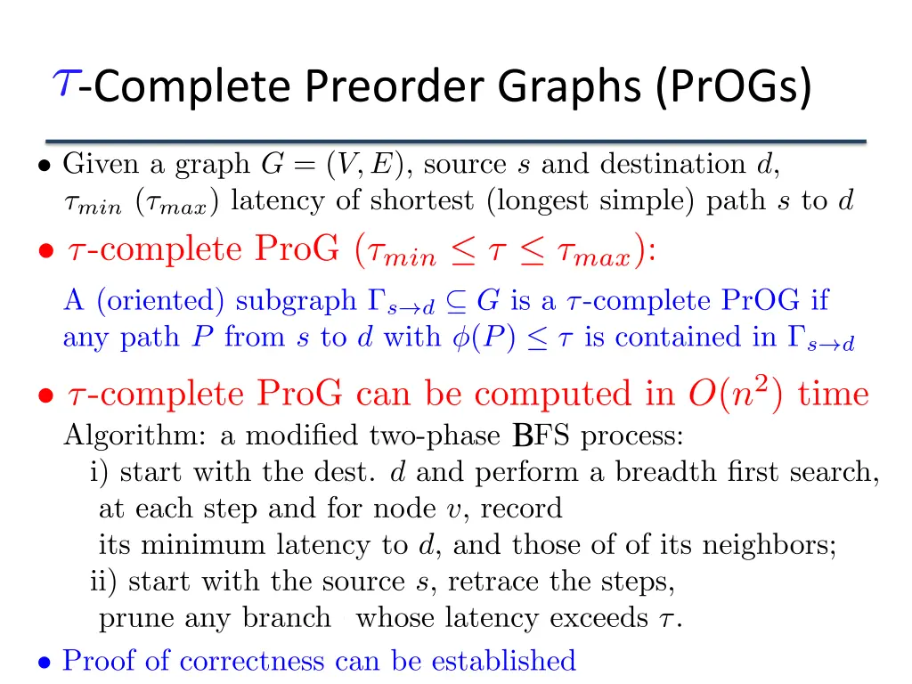 complete preorder graphs progs