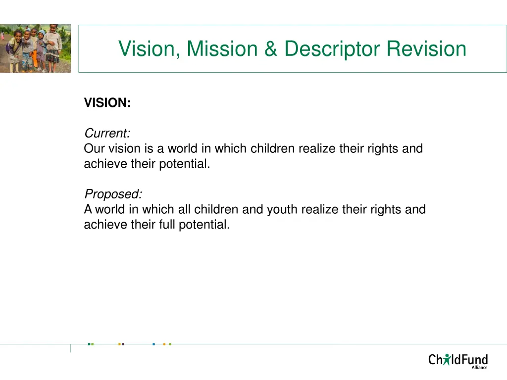 vision mission descriptor revision