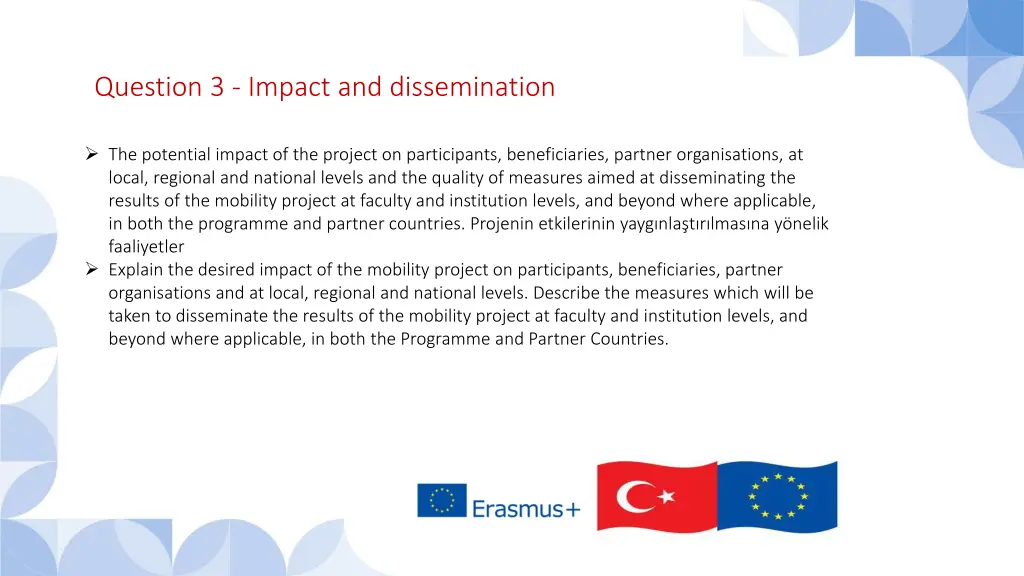 question 3 impact and disseminationoints