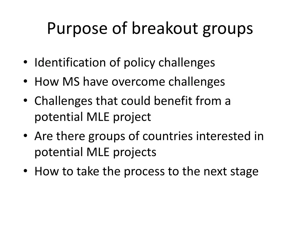 purpose of breakout groups