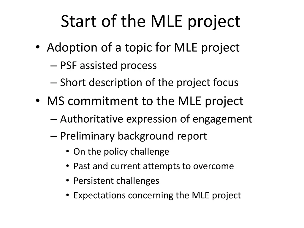 start of the mle project