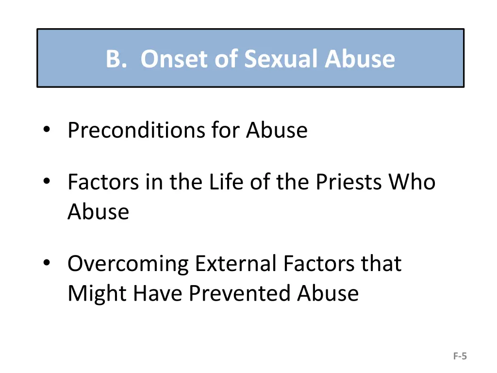 b onset of sexual abuse