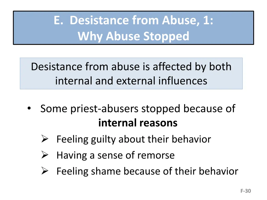 e desistance from abuse 1 why abuse stopped