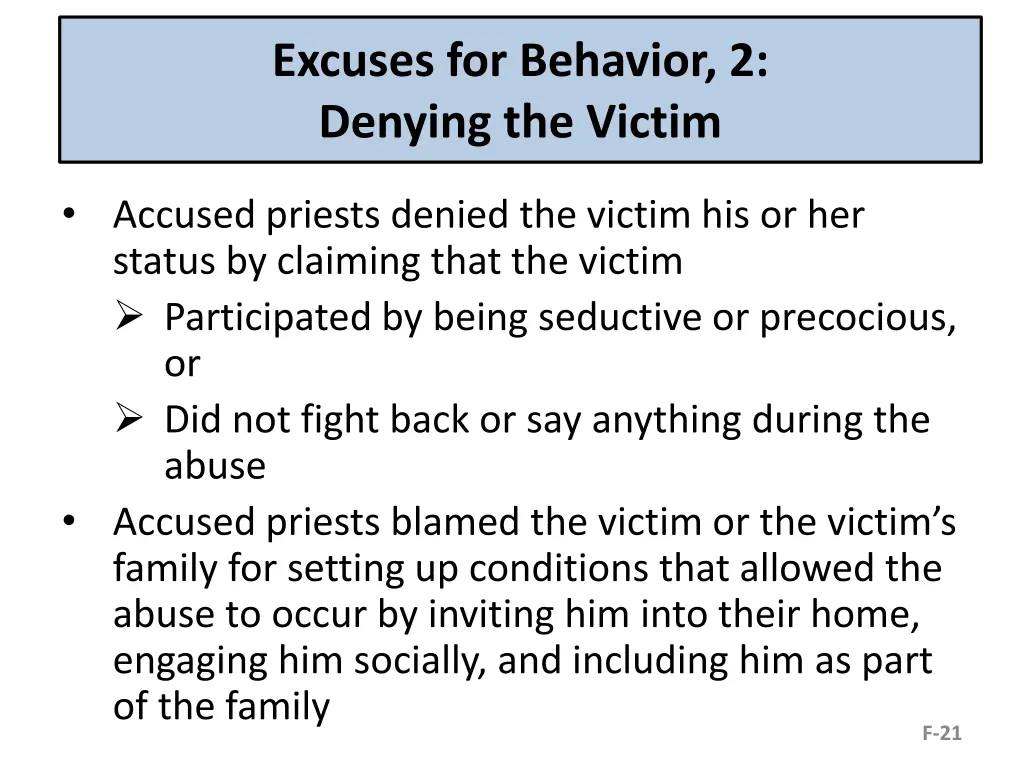 excuses for behavior 2 denying the victim