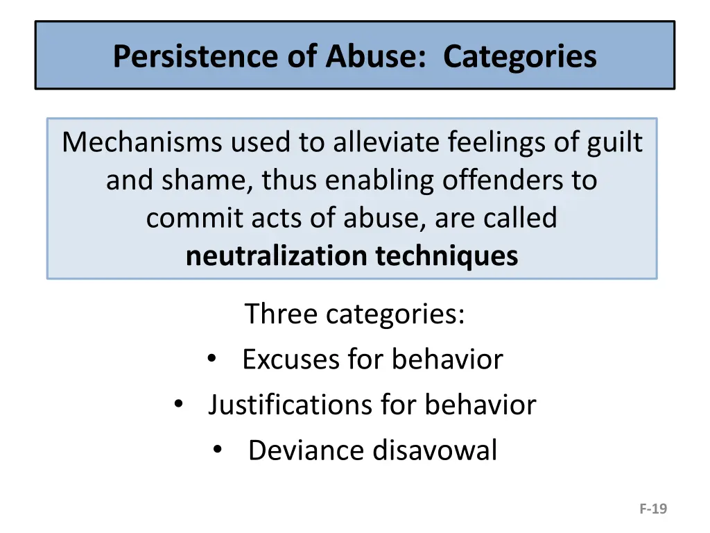 persistence of abuse categories