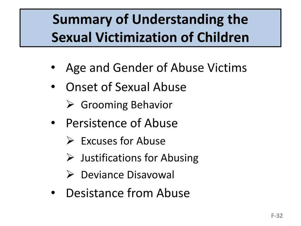 summary of understanding the sexual victimization