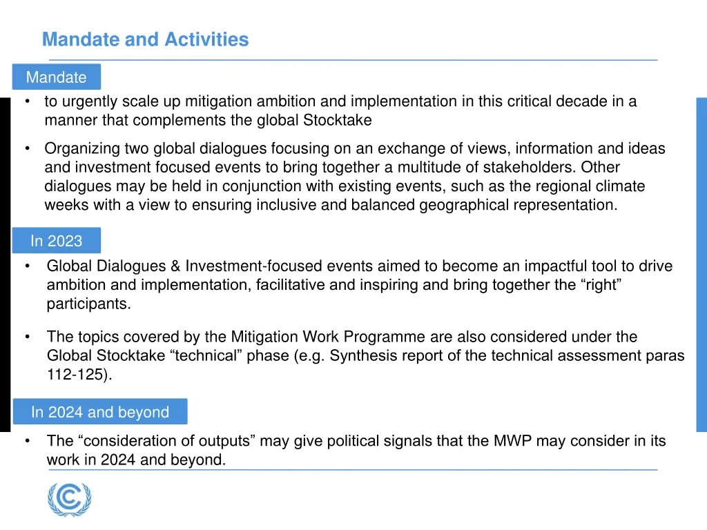 mandate and activities