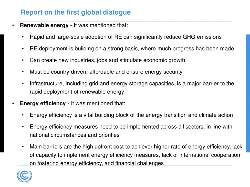 report on the first global dialogue