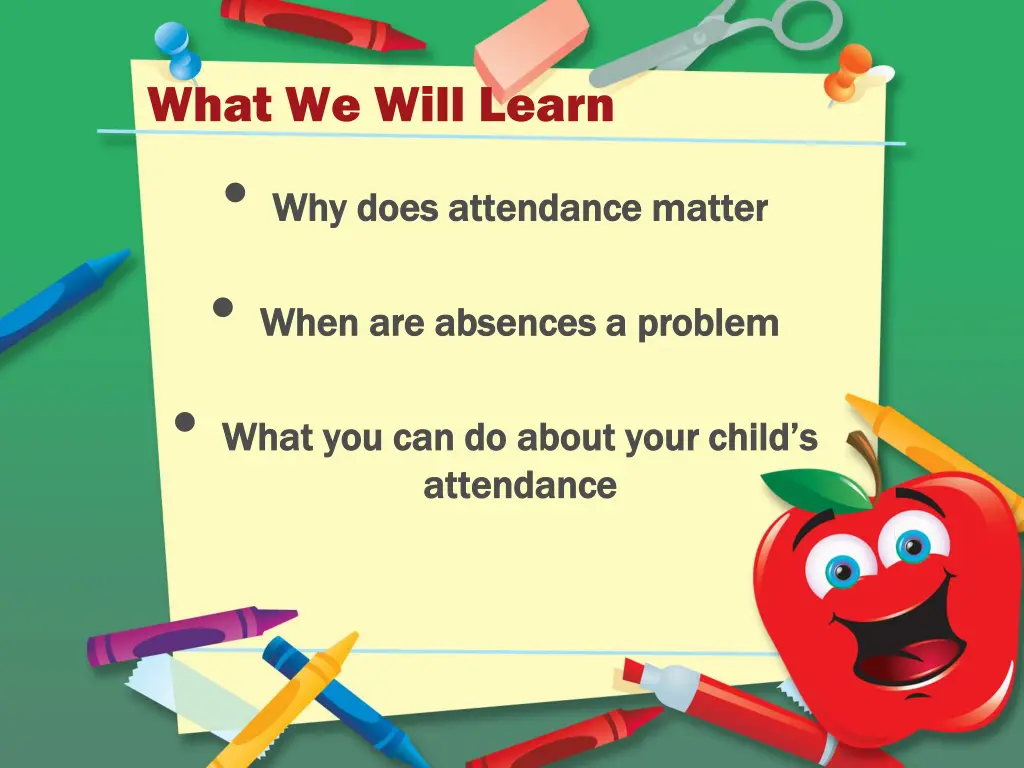 what we will learn why does attendance matter