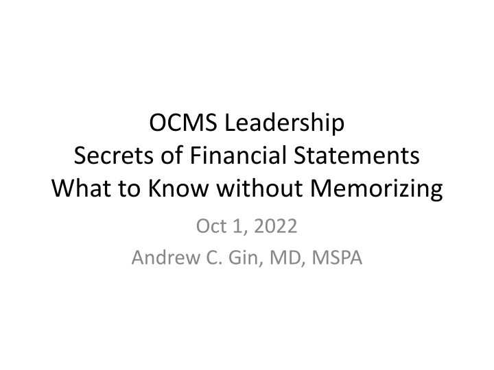 ocms leadership secrets of financial statements