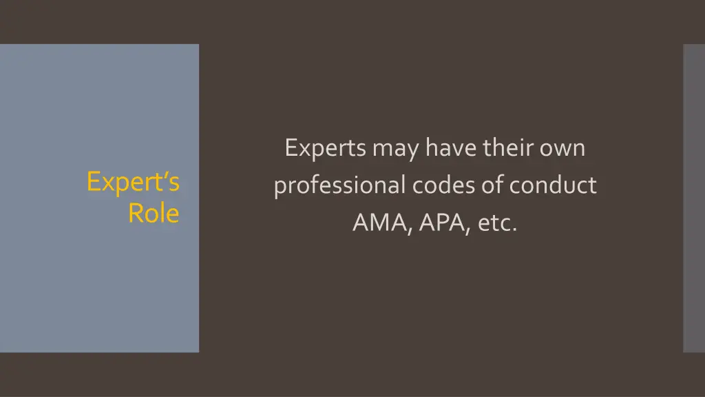 experts may have their own professional codes