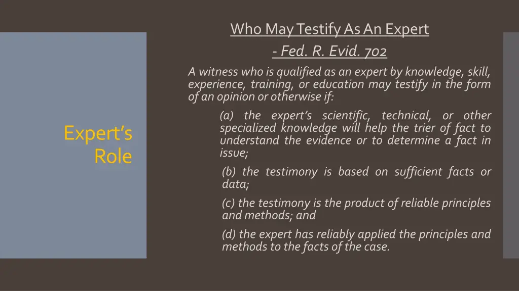 who may testify as an expert fed r evid