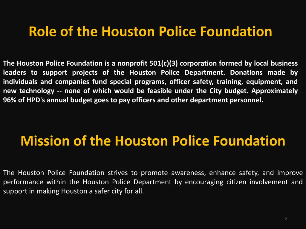 role of the houston police foundation