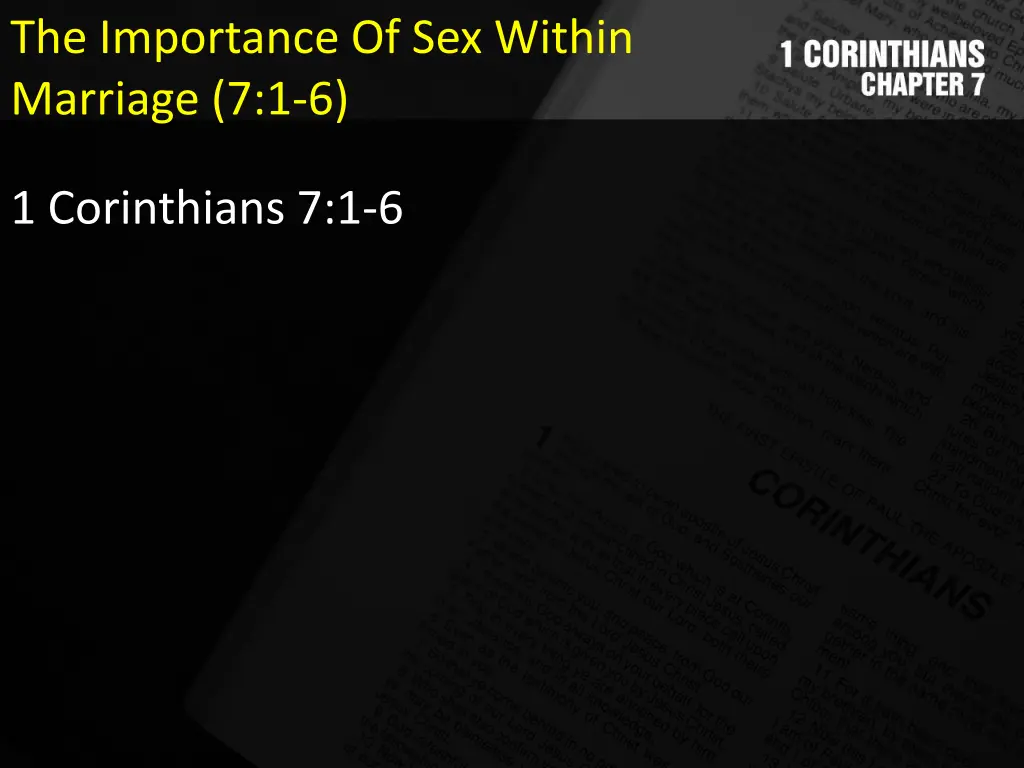 the importance of sex within marriage 7 1 6