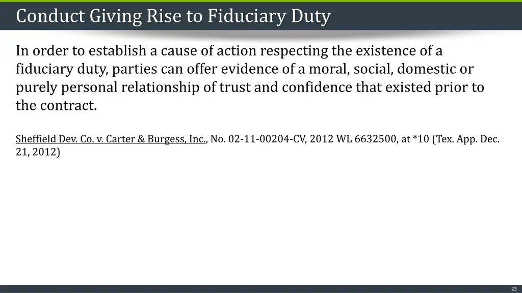 conduct giving rise to fiduciary duty 2