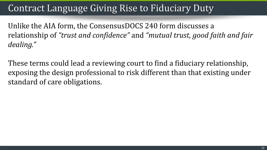 contract language giving rise to fiduciary duty 5