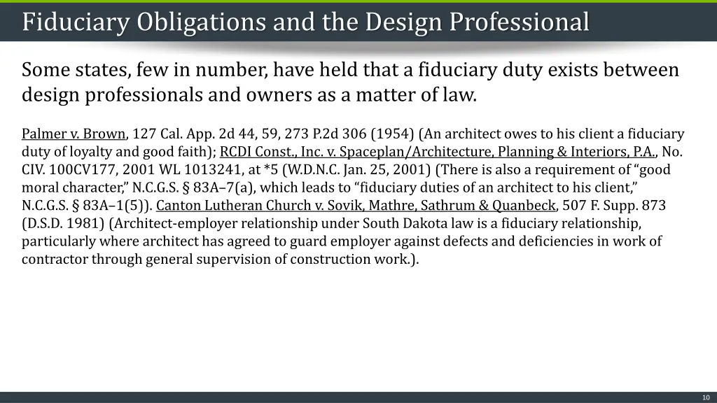 fiduciary obligations and the design professional