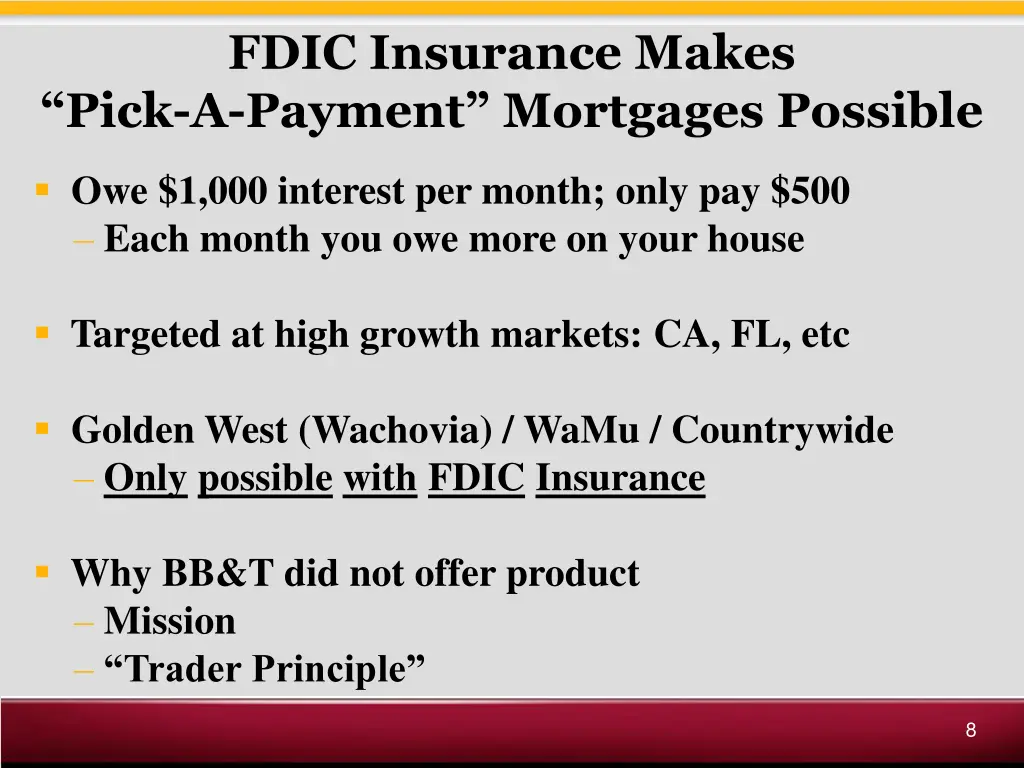 fdic insurance makes pick a payment mortgages