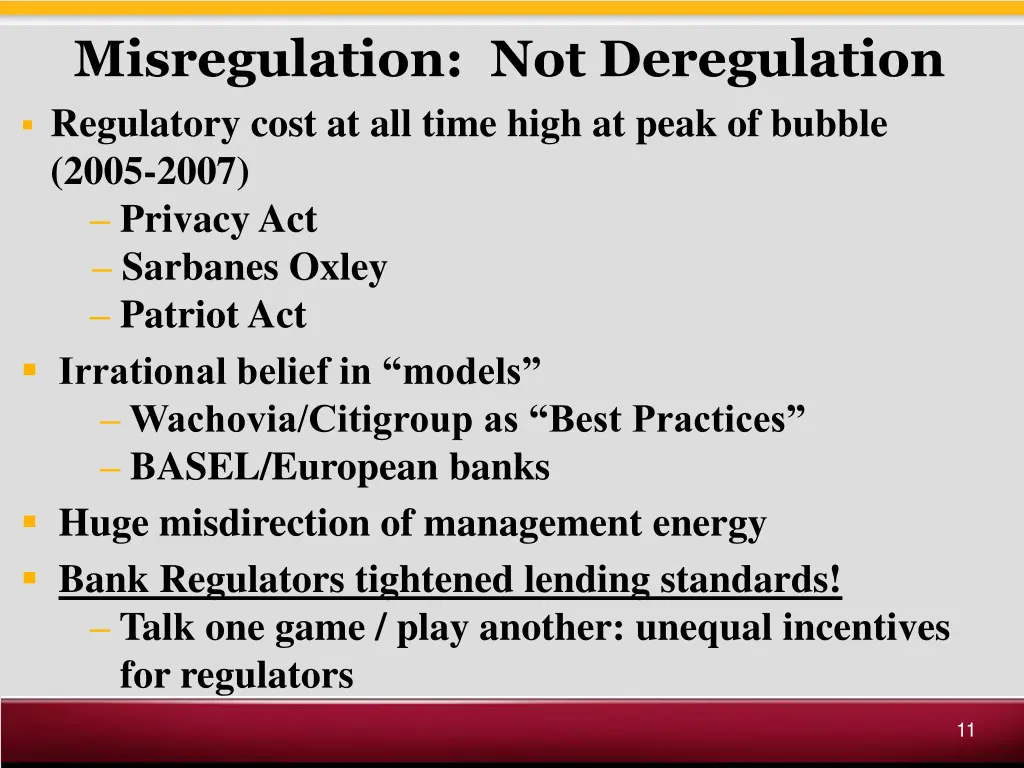 misregulation not deregulation regulatory cost