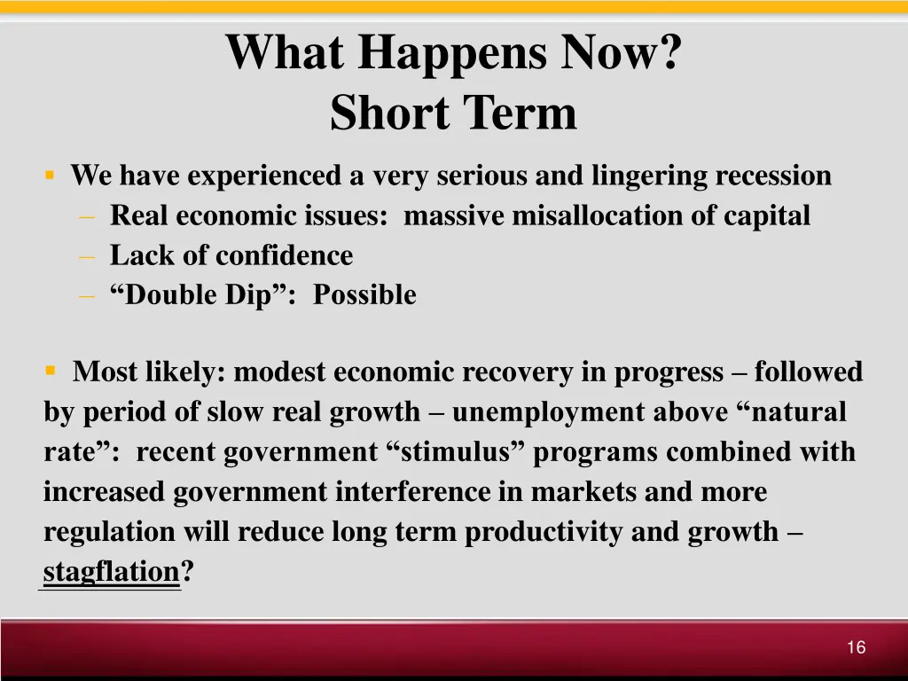 what happens now short term