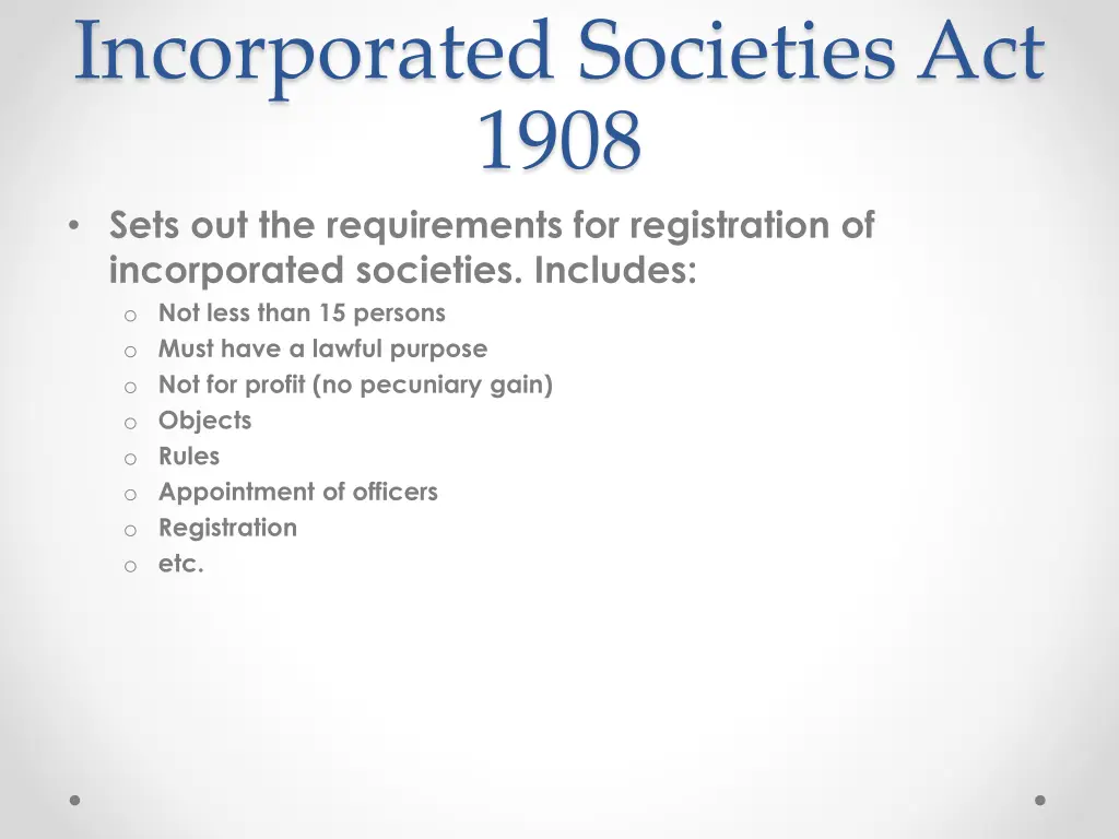 incorporated societies act 1908 sets