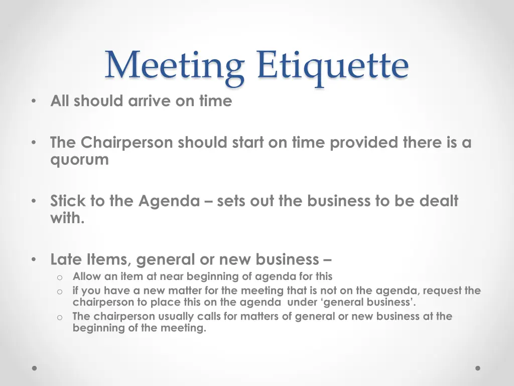 meeting etiquette all should arrive on time