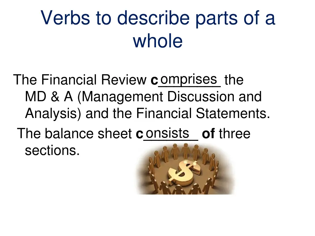 verbs to describe parts of a whole 1