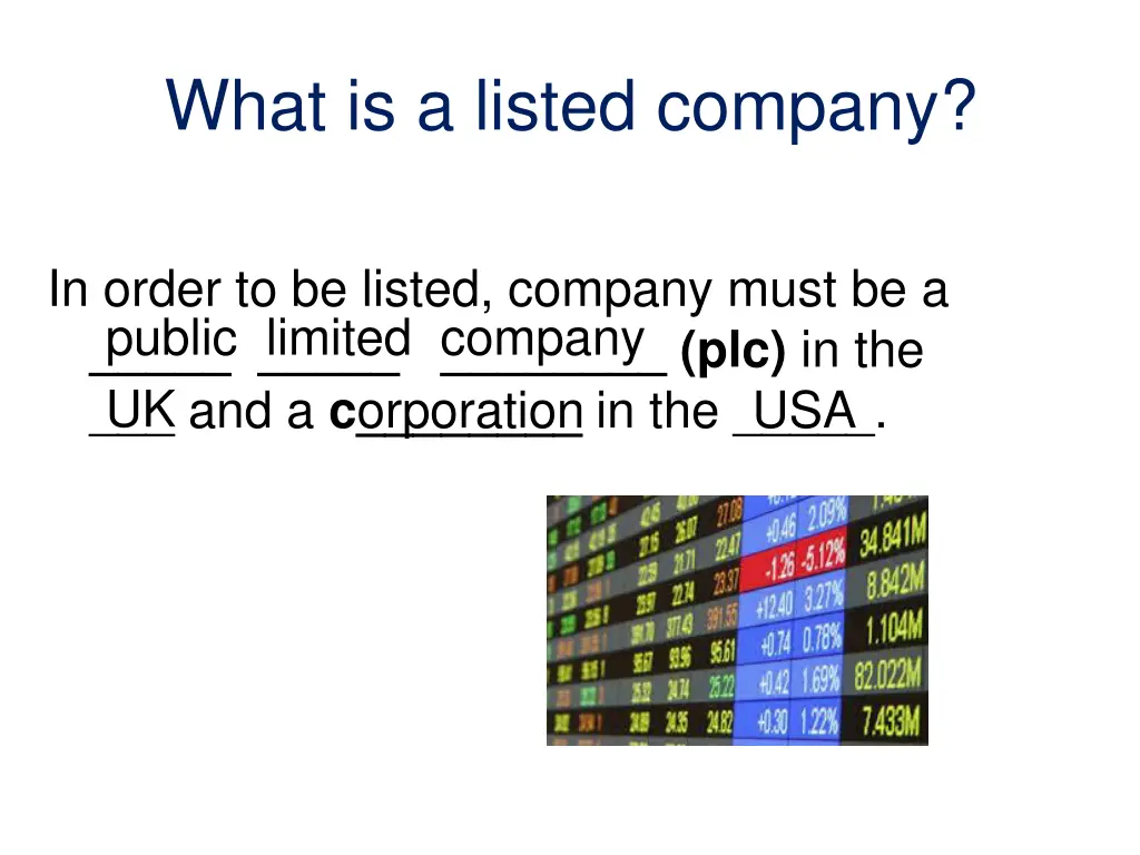 what is a listed company 1