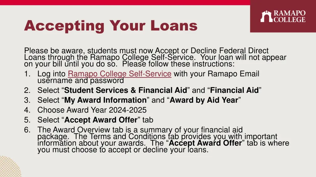 accepting your loans