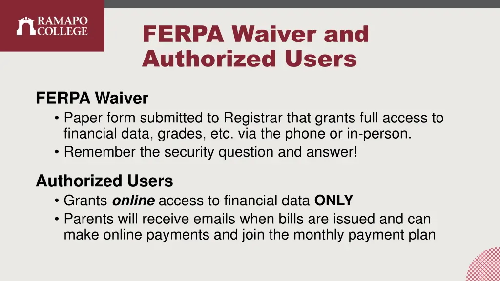 ferpa waiver and authorized users