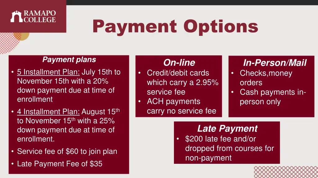 payment options