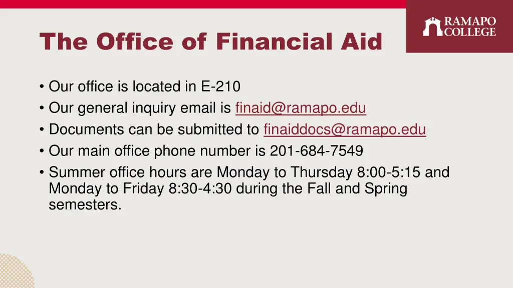 the office of financial aid