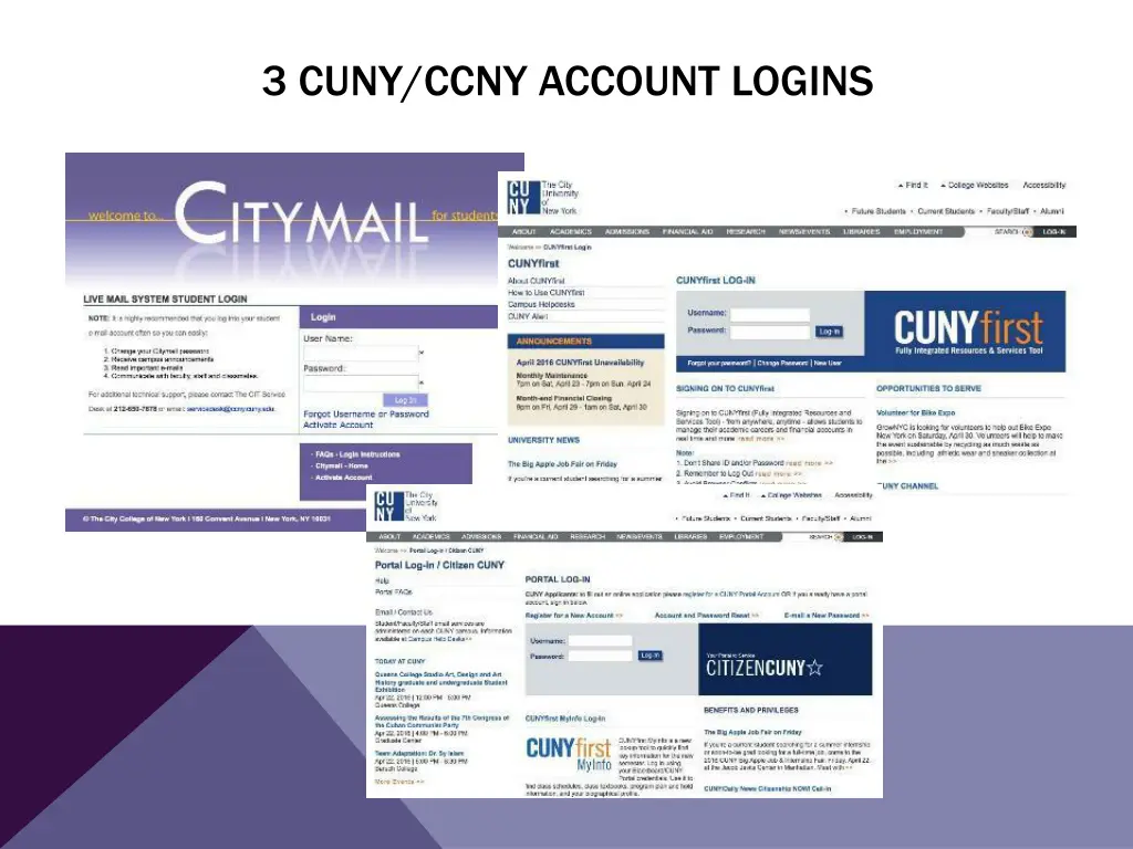 3 cuny ccny account logins