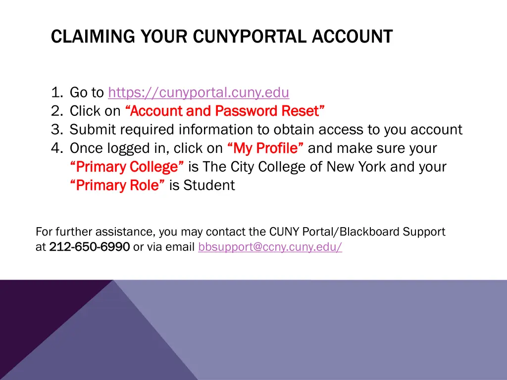 claiming your cunyportal account