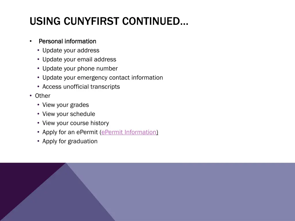 using cunyfirst continued