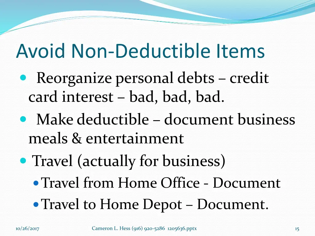 avoid non deductible items reorganize personal