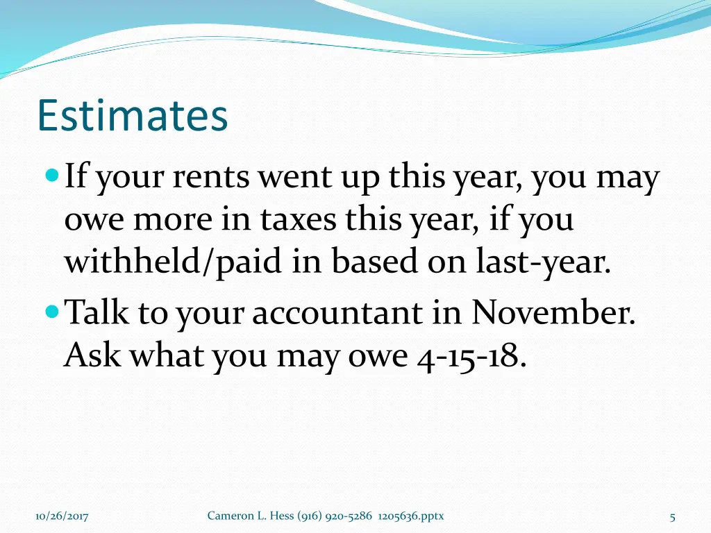 estimates if your rents went up this year