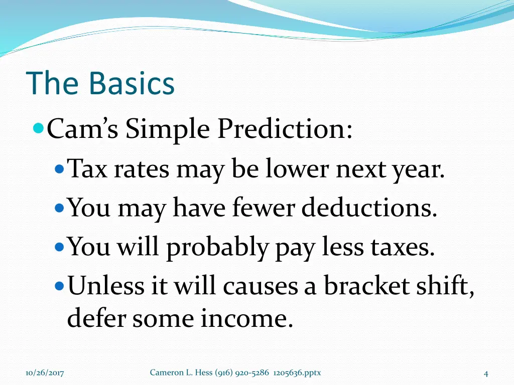 the basics cam s simple prediction