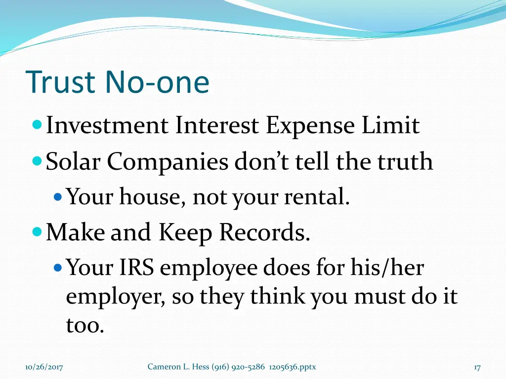 trust no one investment interest expense limit