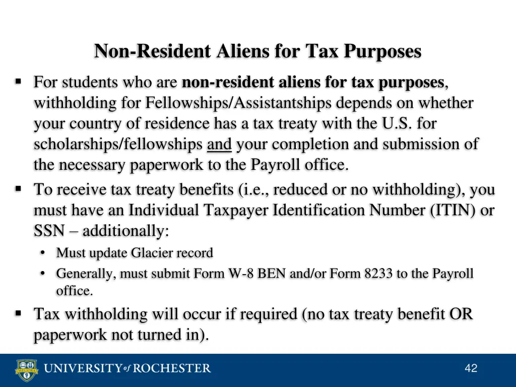 non resident aliens for tax purposes