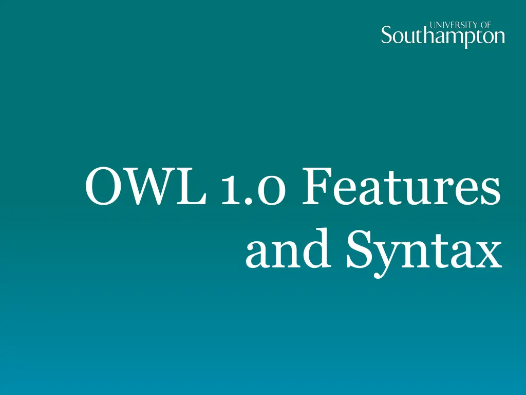 owl 1 0 features and syntax