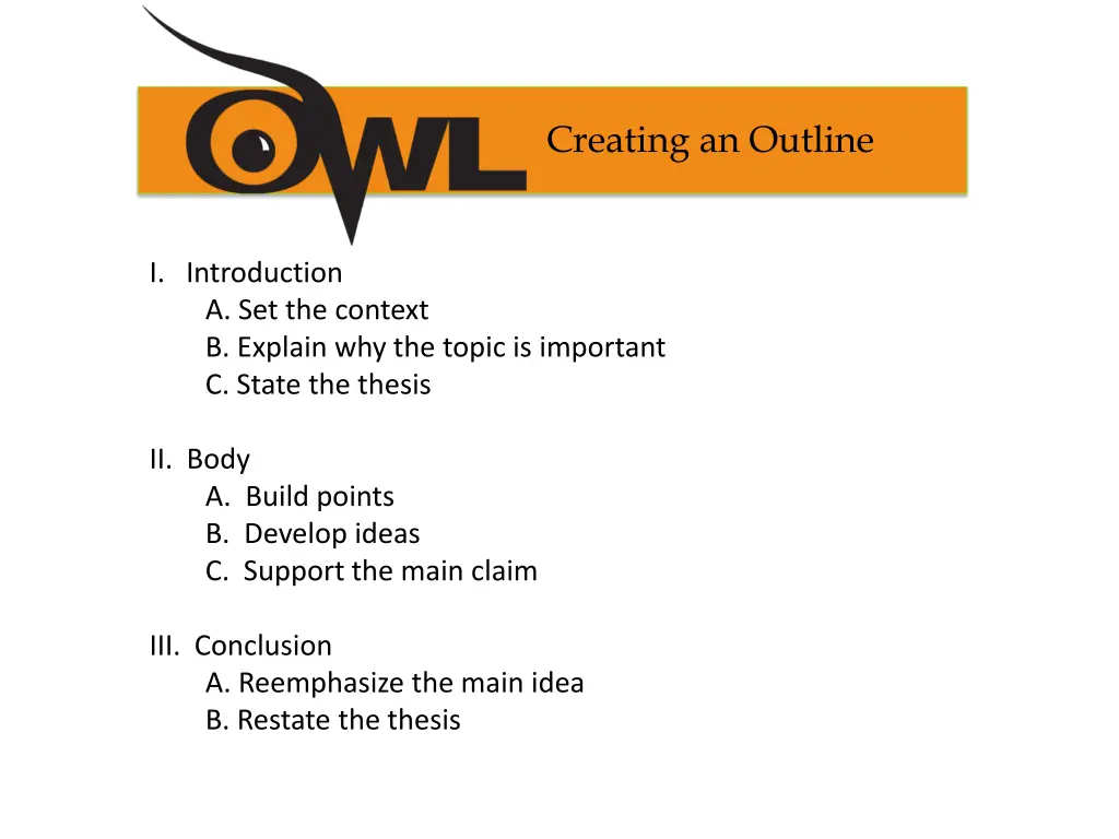 creating an outline