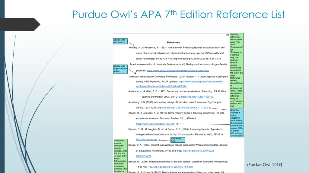 purdue owl s apa 7 th edition reference list