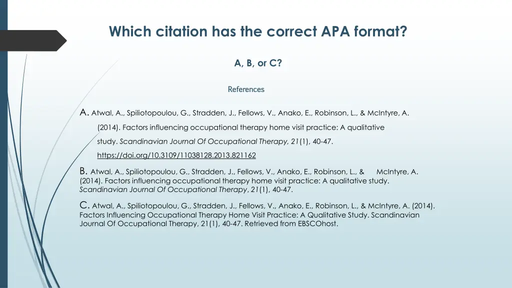 which citation has the correct apa format