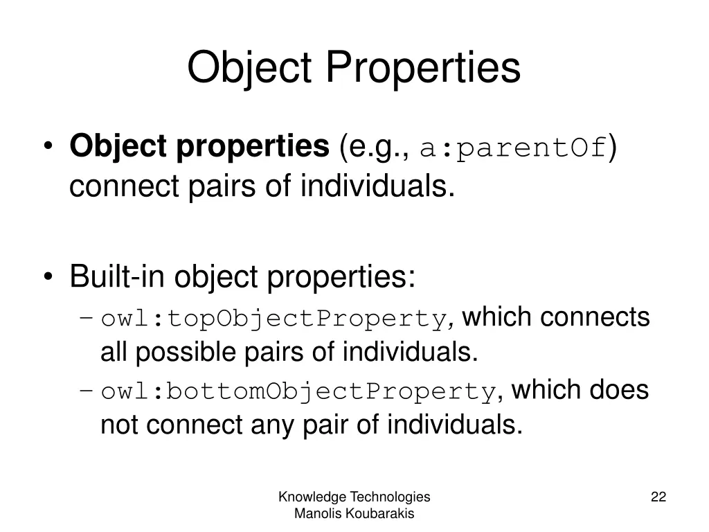 object properties